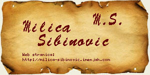 Milica Sibinović vizit kartica